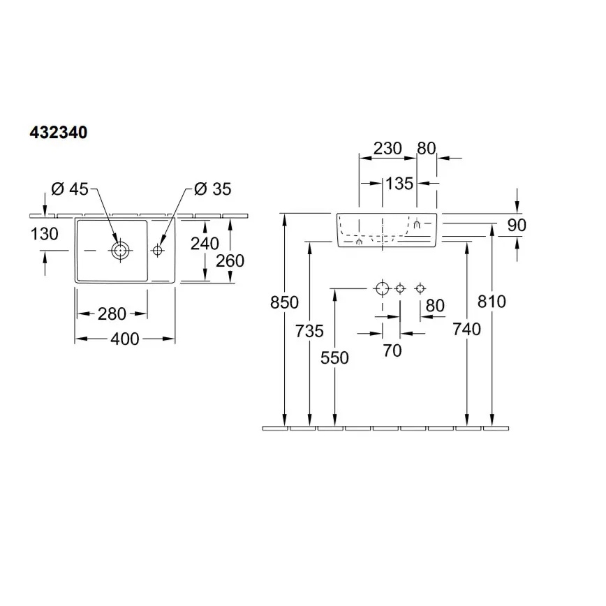 Villeroy & Boch 43234001 - Væghængt håndvask MEMENTO 40x26 cm keramik/hvid