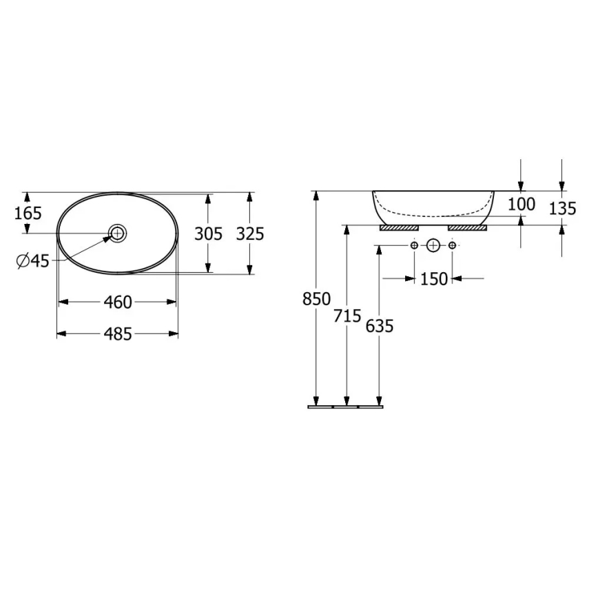 Villeroy & Boch 43884801 - Håndvask til bordplade ARTIS 48x32,5 cm keramisk/hvid