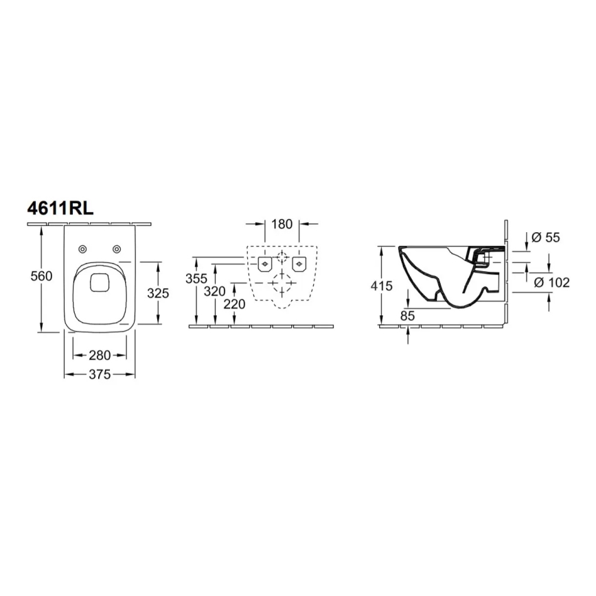 Villeroy & Boch 4611RLR1 - Væghængt toilet med SoftClose-toiletbræt VENTICELLO keramik/hvid