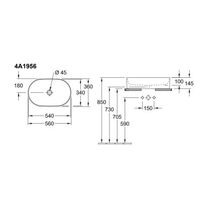 Villeroy & Boch 4A1956R1 - Håndvask til bordplade COLLARO 56x36 cm keramik/hvid