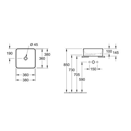 Villeroy & Boch 4A213801 - Påliggende håndvask COLLARO 38x38 cm keramik/hvid