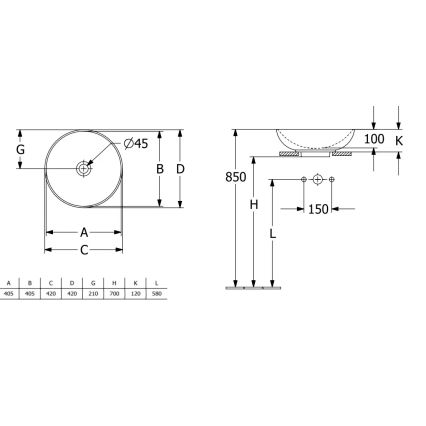 Villeroy & Boch 4A460001 - Håndvask til bordplade LOOP&FRIENDS Ø 42 cm keramik/hvid