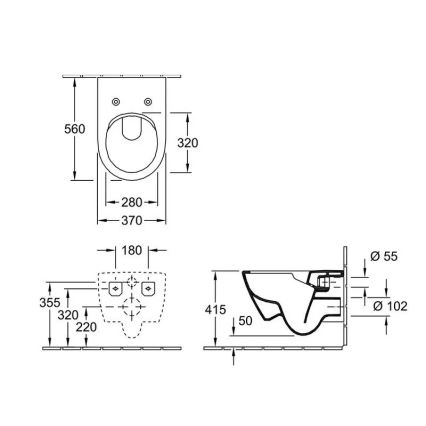 Villeroy & Boch 5614R0AM - Væghængt toilet SUBWAY 2.0 keramik/beige