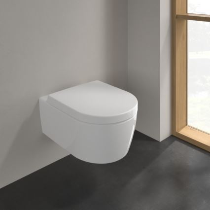 Villeroy & Boch 5656HR01 - Vægophængt toilet med AVENTO SoftClose-toiletbræt, keramik/hvid