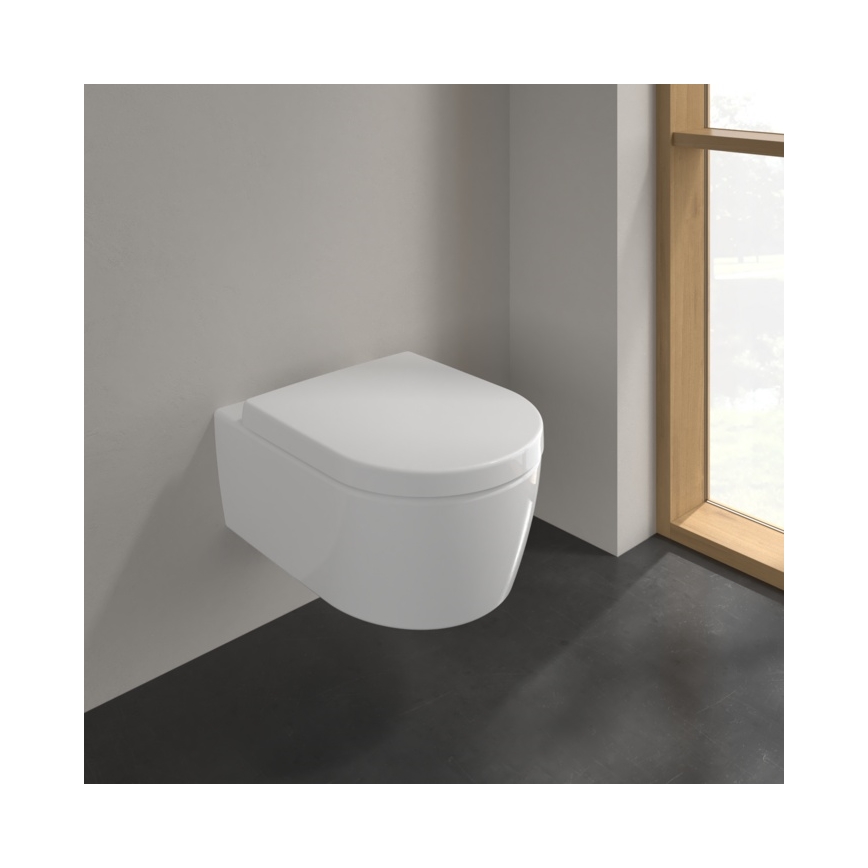 Villeroy & Boch 5656HR01 - Vægophængt toilet med AVENTO SoftClose-toiletbræt, keramik/hvid