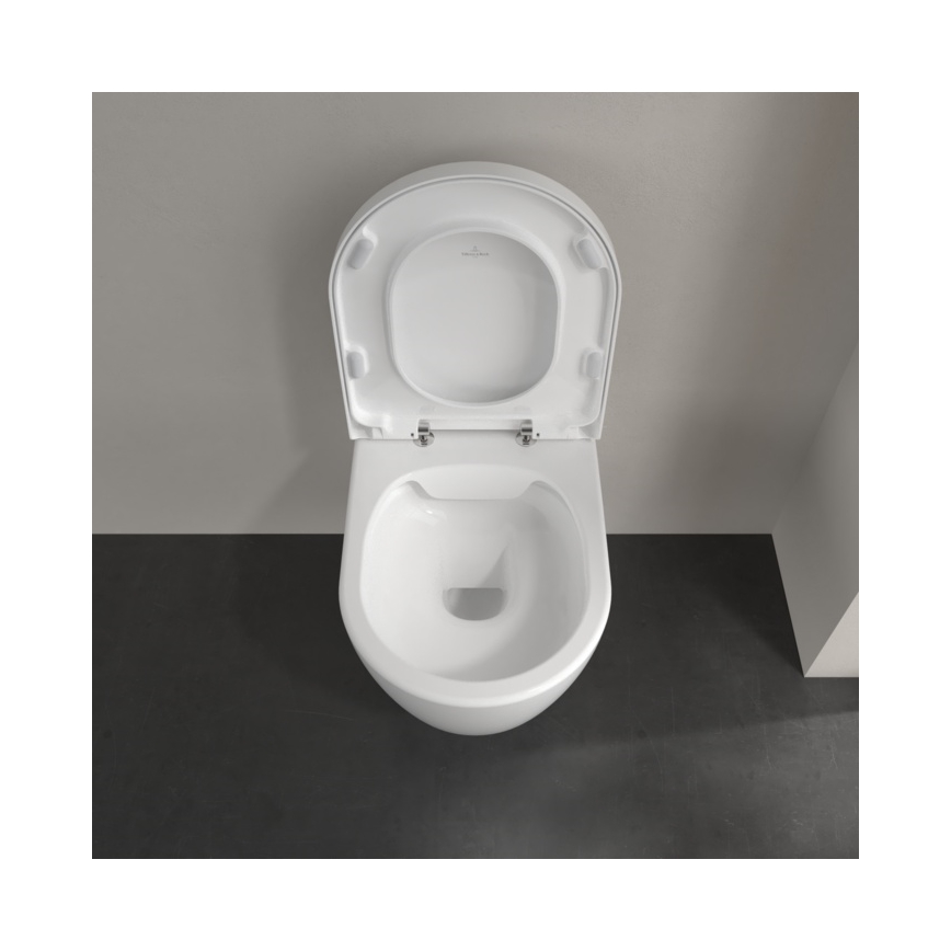 Villeroy & Boch 5656HR01 - Vægophængt toilet med AVENTO SoftClose-toiletbræt, keramik/hvid