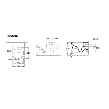 Villeroy & Boch 5656HR01 - Vægophængt toilet med AVENTO SoftClose-toiletbræt, keramik/hvid