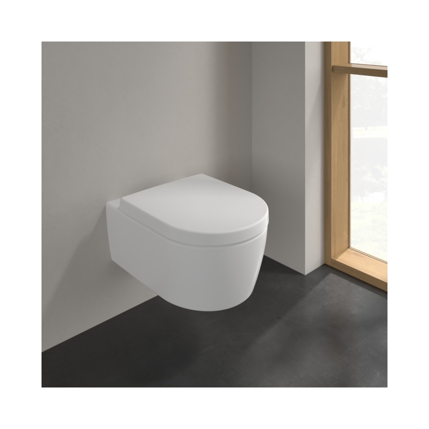 Villeroy & Boch 5656HRRW - Væghængt toilet med SoftClose-toiletsæde AVENTO keramik/hvid