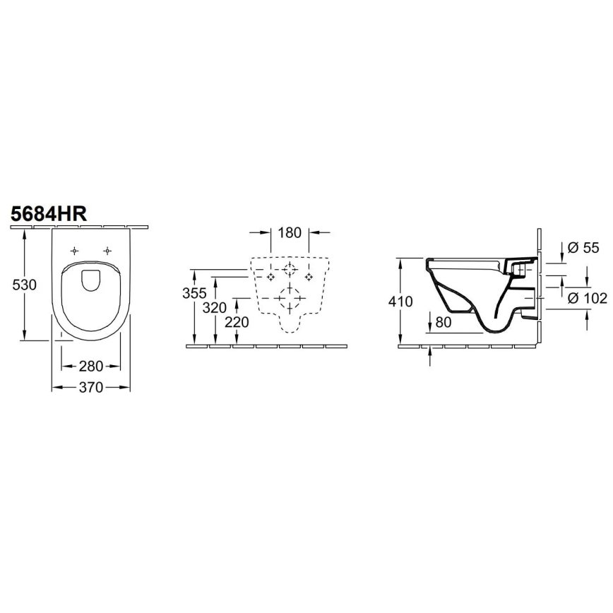 Villeroy & Boch 5684HRR1 - ARCHITECTURA væghængt toilet med SoftClose-sæde, keramik/hvid