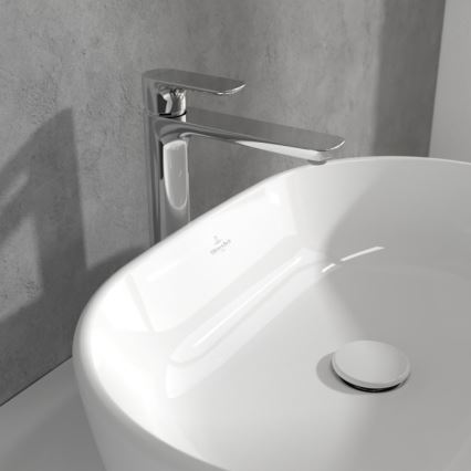 Villeroy & Boch TVW10410511061 - Håndvaskarmatur + bundventil O.NOVO 29,5 cm blank krom