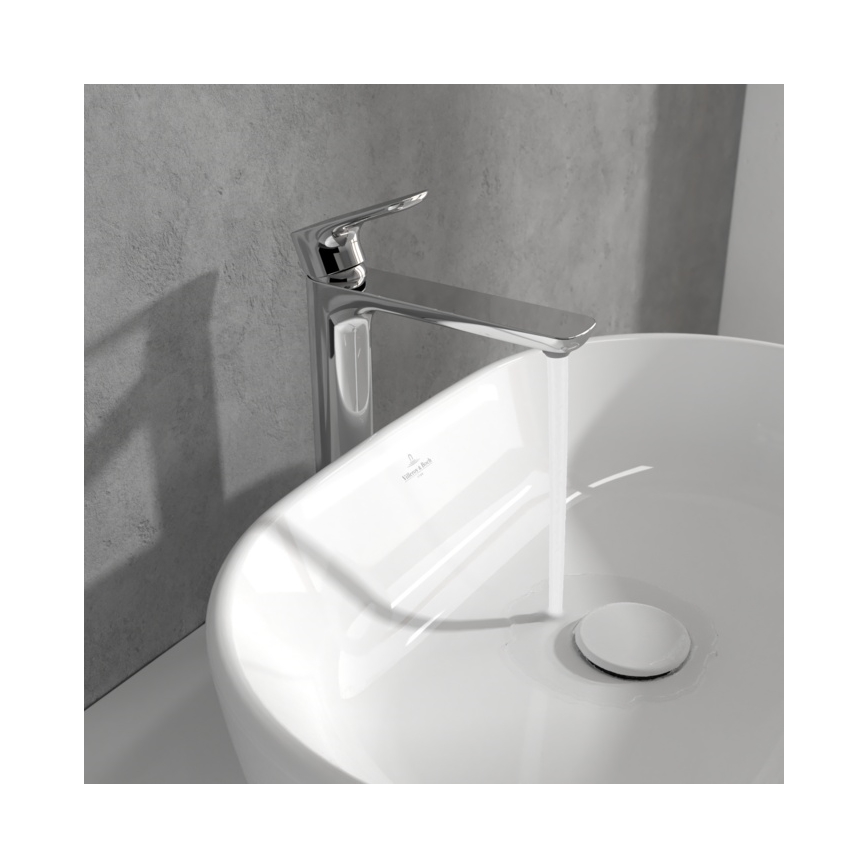 Villeroy & Boch TVW10410511061 - Håndvaskarmatur + bundventil O.NOVO 29,5 cm blank krom