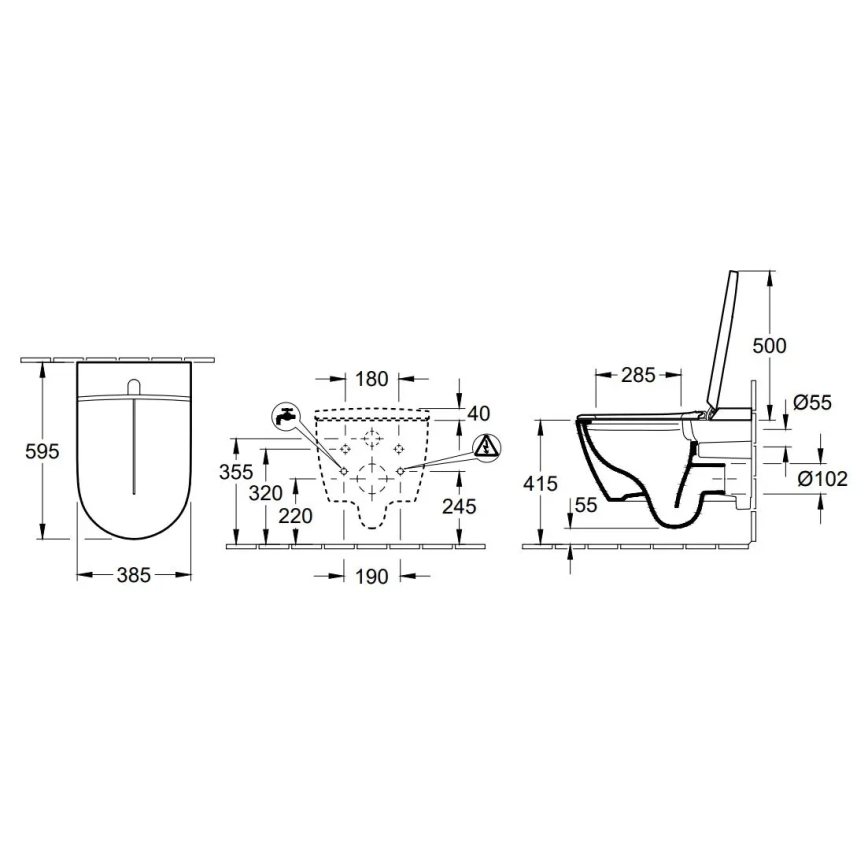 Villeroy & Boch V0E100R1 - Vægmonteret bidet med SoftClose-sæde VICLEAN keramik/hvid +fjernbetjening