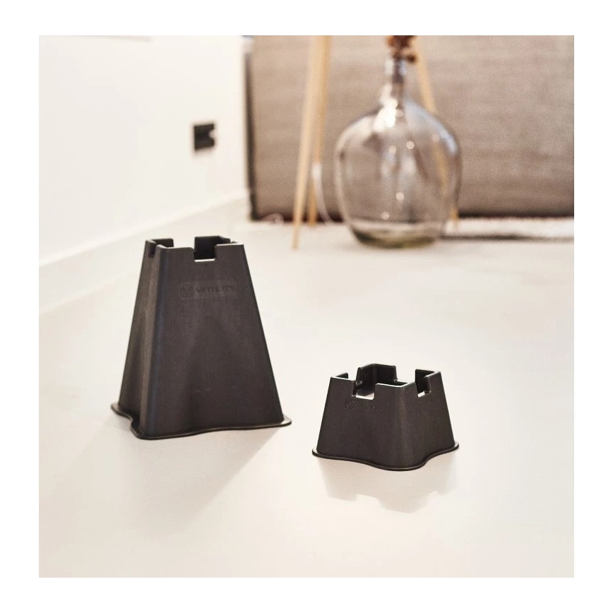 Vitility - Sæt med 4 stk. sengeforhøjere, 7 cm, sort