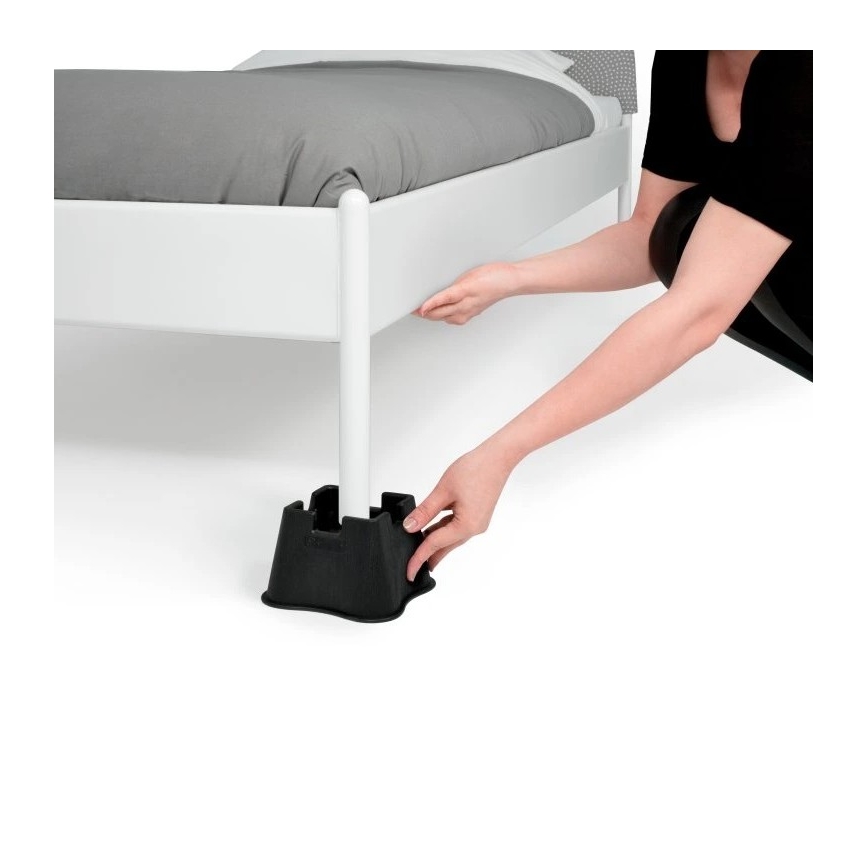 Vitility - Sæt med 4 stk. sengeforhøjere, 7 cm, sort