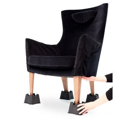 Vitility - Sæt med 4 stk. sengeforhøjere, 7 cm, sort