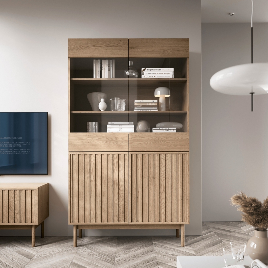 Vitrineskab KIOTO 106x183x37 cm eg Cremona/glas