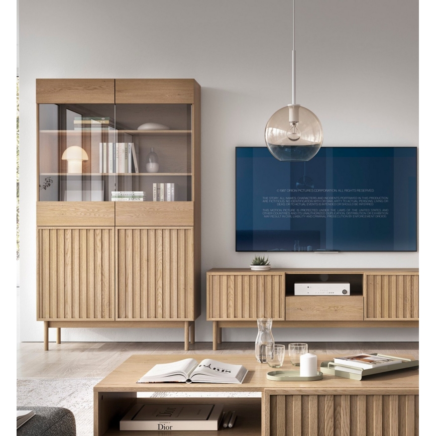 Vitrineskab KIOTO 106x183x37 cm eg Cremona/glas