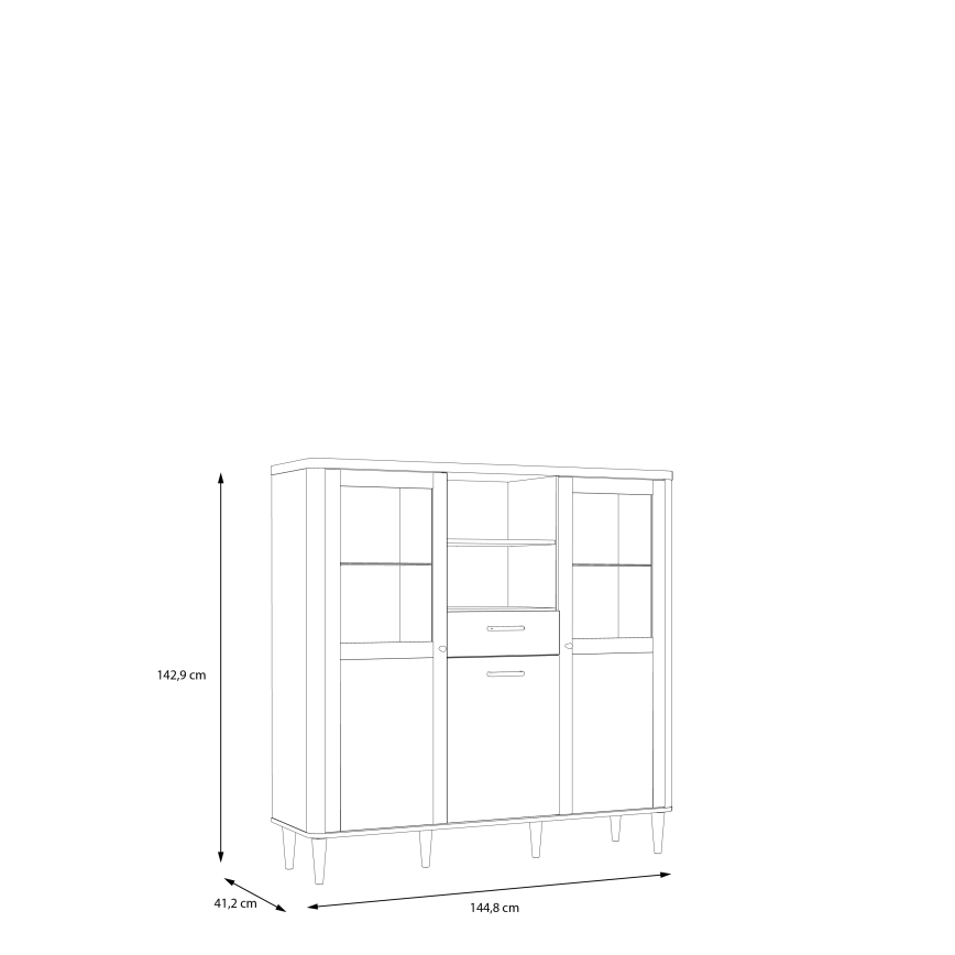 Vitrineskab VIRO brun/beige