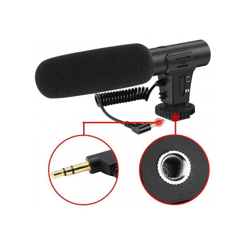 Vlogging-sæt 4-i-1 - mikrofon, LED-lampe, stativ, telefonholder