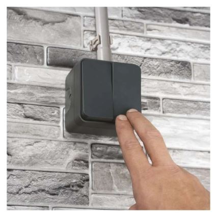 Vægafbryder, 2-knaps vekselsfunktion nr. 6+6, IP55, antracit