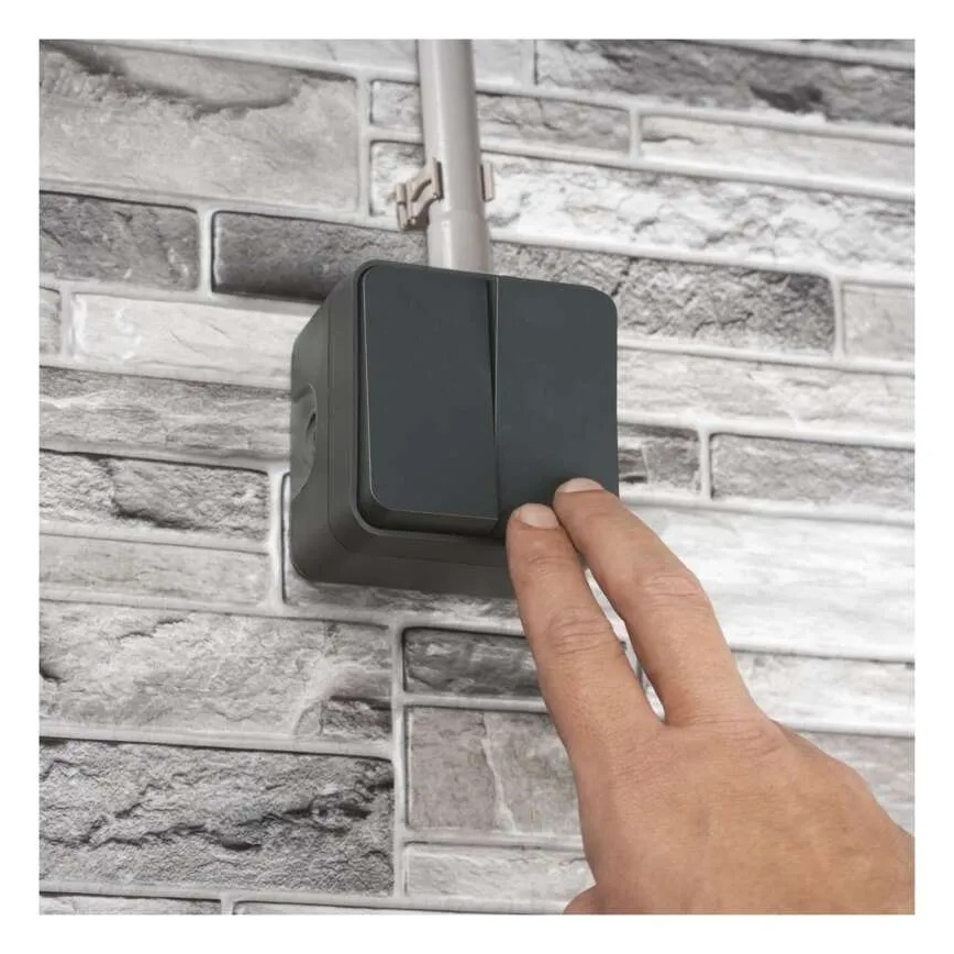 Vægafbryder, 2-knaps vekselsfunktion nr. 6+6, IP55, antracit