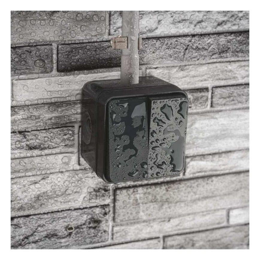 Vægafbryder, 2-knaps vekselsfunktion nr. 6+6, IP55, antracit