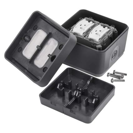 Vægafbryder, 2-knaps vekselsfunktion nr. 6+6, IP55, antracit