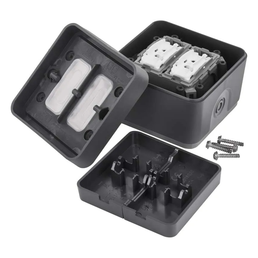 Vægafbryder, 2-knaps vekselsfunktion nr. 6+6, IP55, antracit