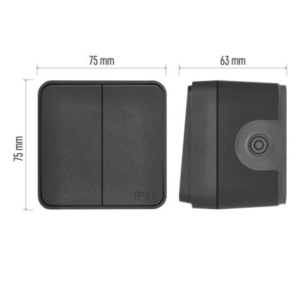 Vægafbryder, 2-knaps vekselsfunktion nr. 6+6, IP55, antracit