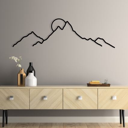 Vægdekoration 100x29 cm bjerge metal