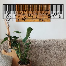 Vægdekoration 100x30 cm piano træ/metal