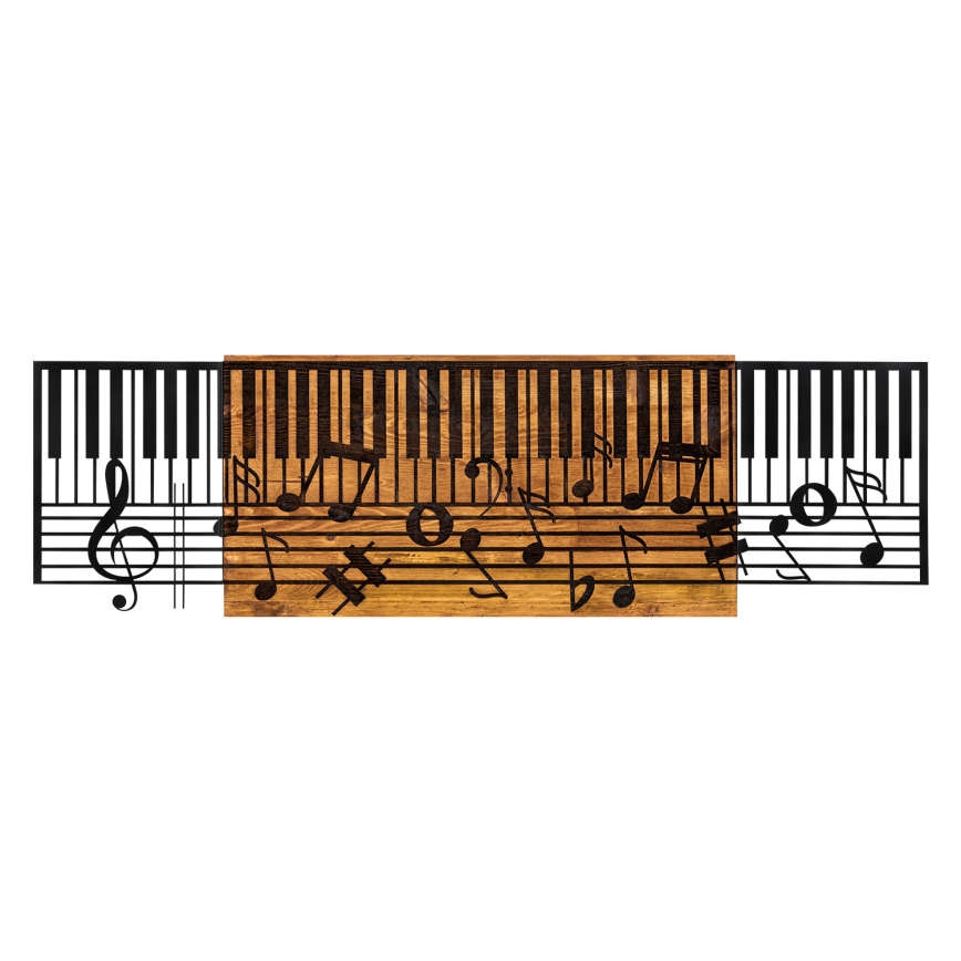 Vægdekoration 100x30 cm piano træ/metal