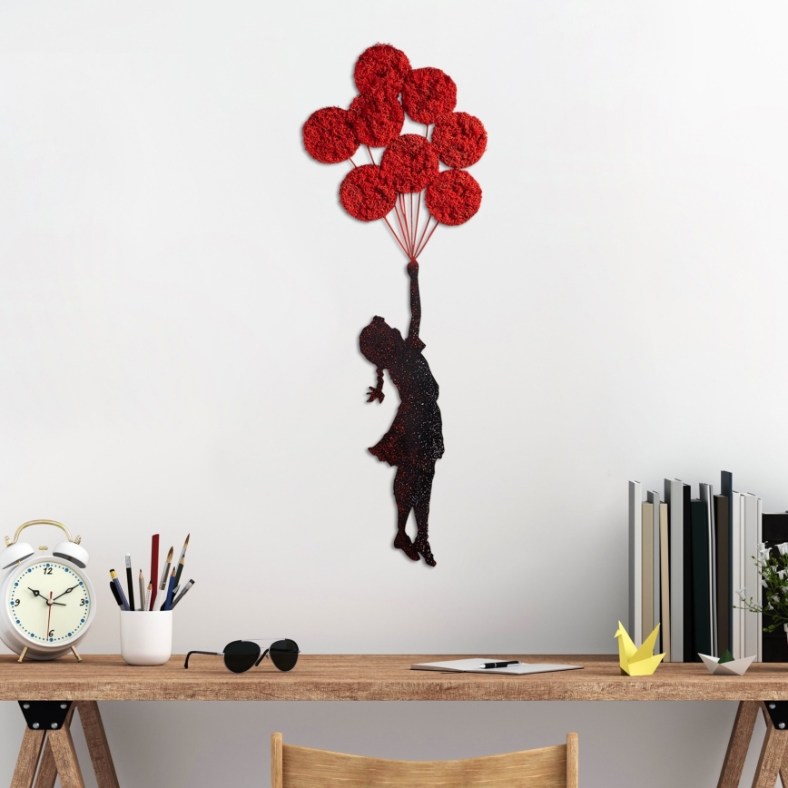 Vægdekoration 100x34 cm pige metal/mos
