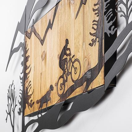 Vægdekoration 110x65 cm motorcykeltur træ/metal