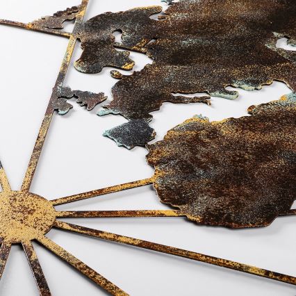 Vægdekoration 120x60 cm verdenskort metal