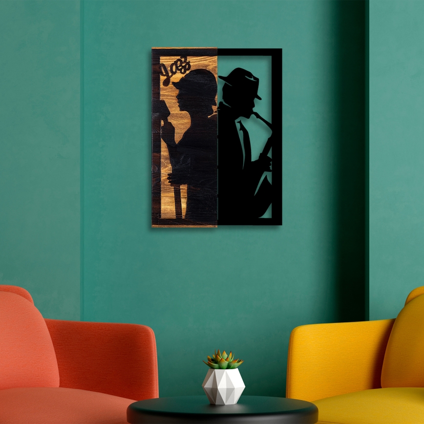 Vægdekoration 32x50 cm jazz træ/metal