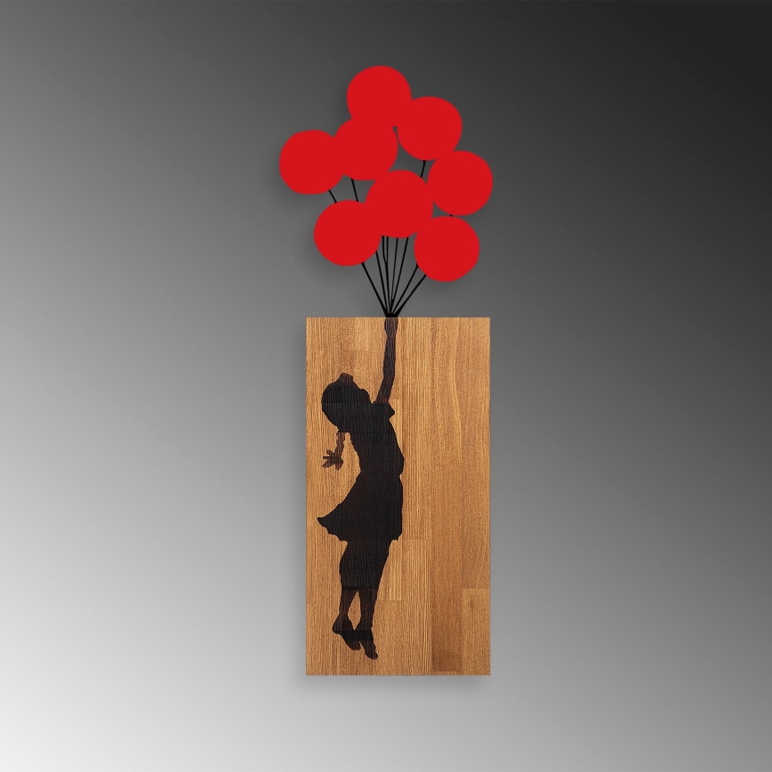 Vægdekoration 34x99 cm pige træ/metal