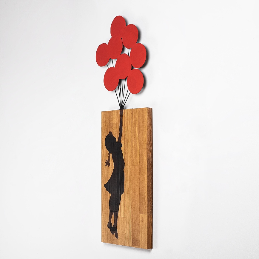 Vægdekoration 34x99 cm pige træ/metal