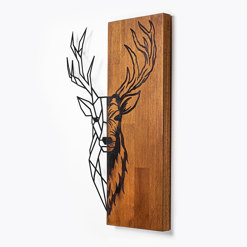 Vægdekoration 36x58 cm hjort træ/metal