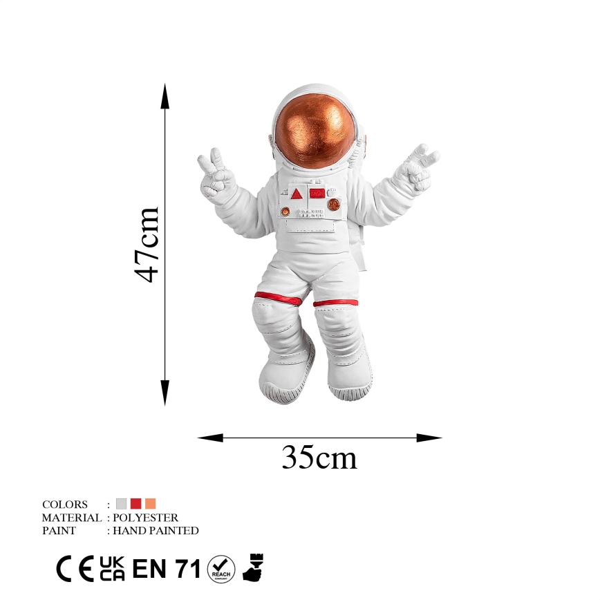 Vægdekoration 47x35 cm astronaut kobber