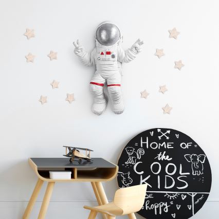 Vægdekoration 47x35 cm astronaut sølvfarvet