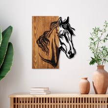 Vægdekoration 48x58 cm hest træ/metal