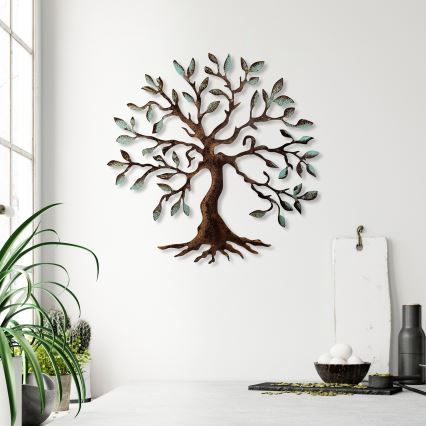 Vægdekoration 60x60 cm træ metal