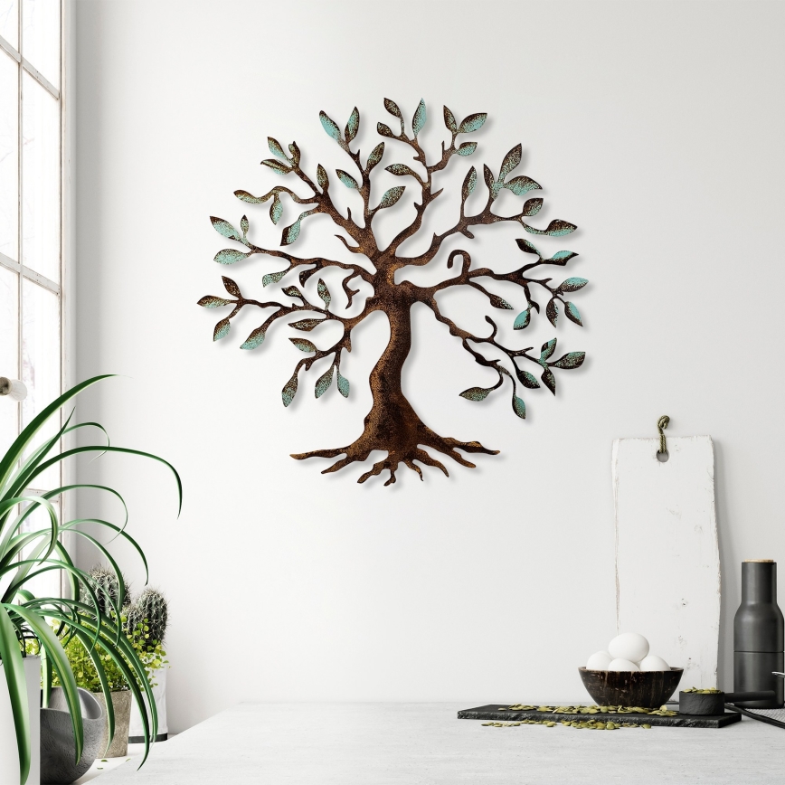 Vægdekoration 60x60 cm træ metal
