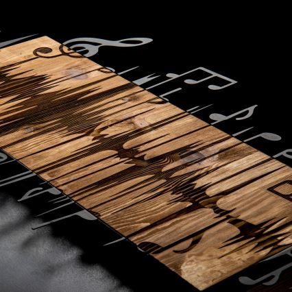Vægdekoration 90x47 cm noter træ/metal