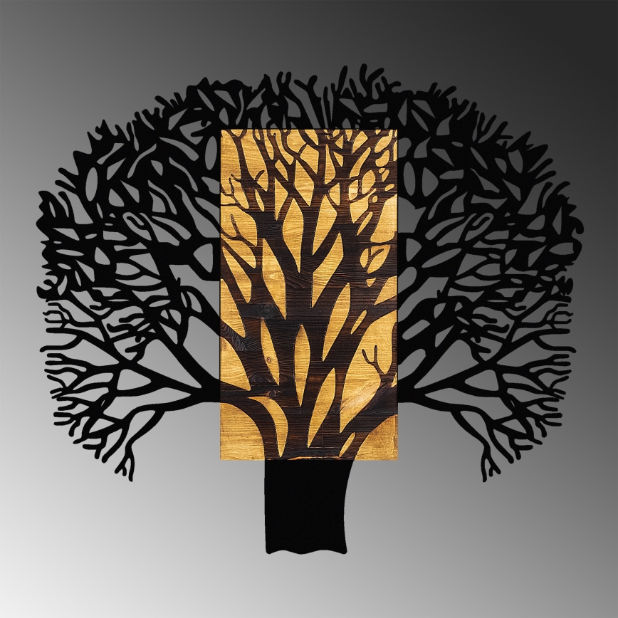 Vægdekoration 93x86 cm træmotiv metal/træ