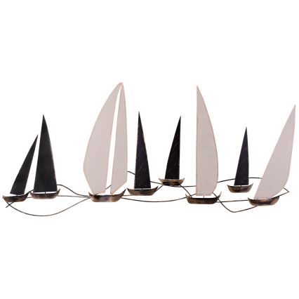 Vægdækoration 52x117 cm sejlbåd i metal