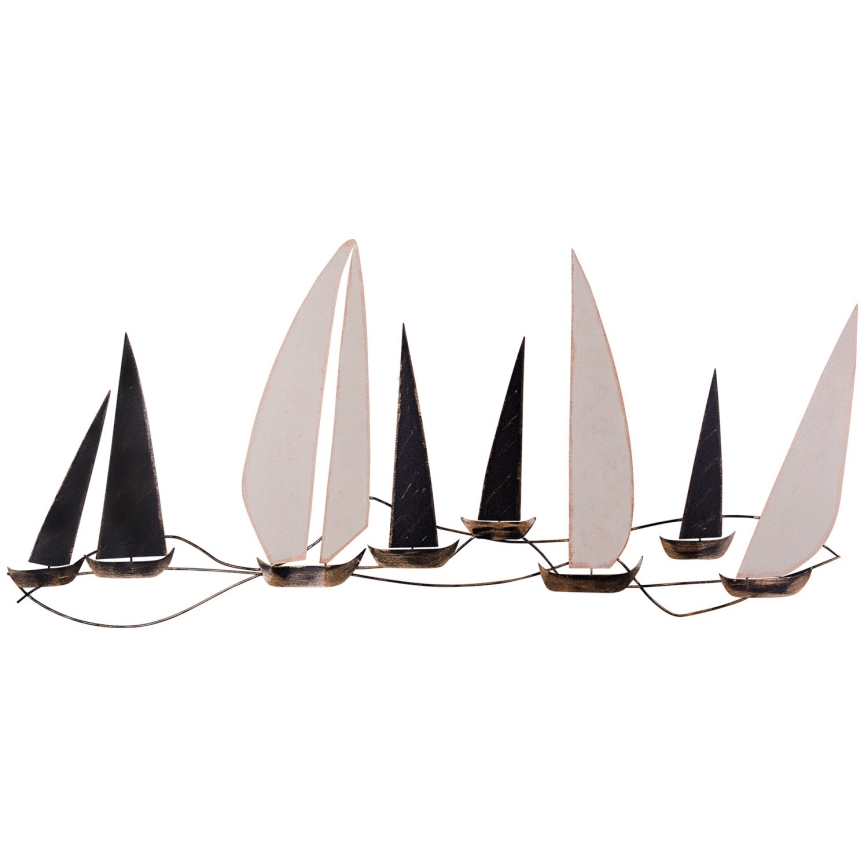 Vægdækoration 52x117 cm sejlbåd i metal