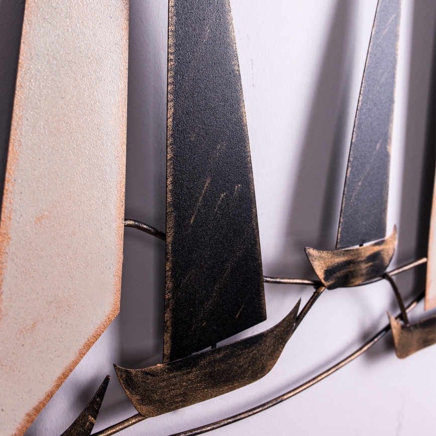 Vægdækoration 52x117 cm sejlbåd i metal