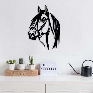 Vægdækoration 55x40 cm hest metal